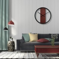 Dubové hodiny Loft Round kovové 50cm, z231 mahagón